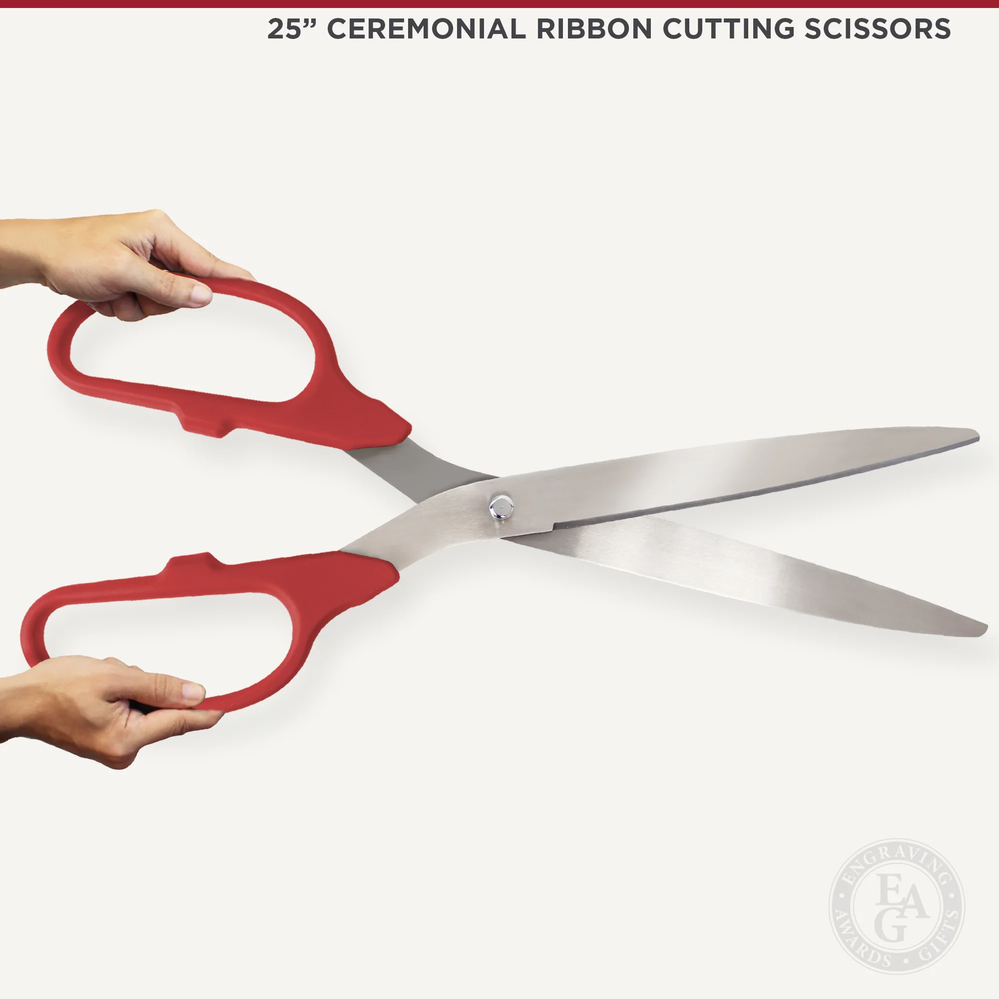 25" Red Ribbon Cutting Scissors with Silver Blades - Image 6