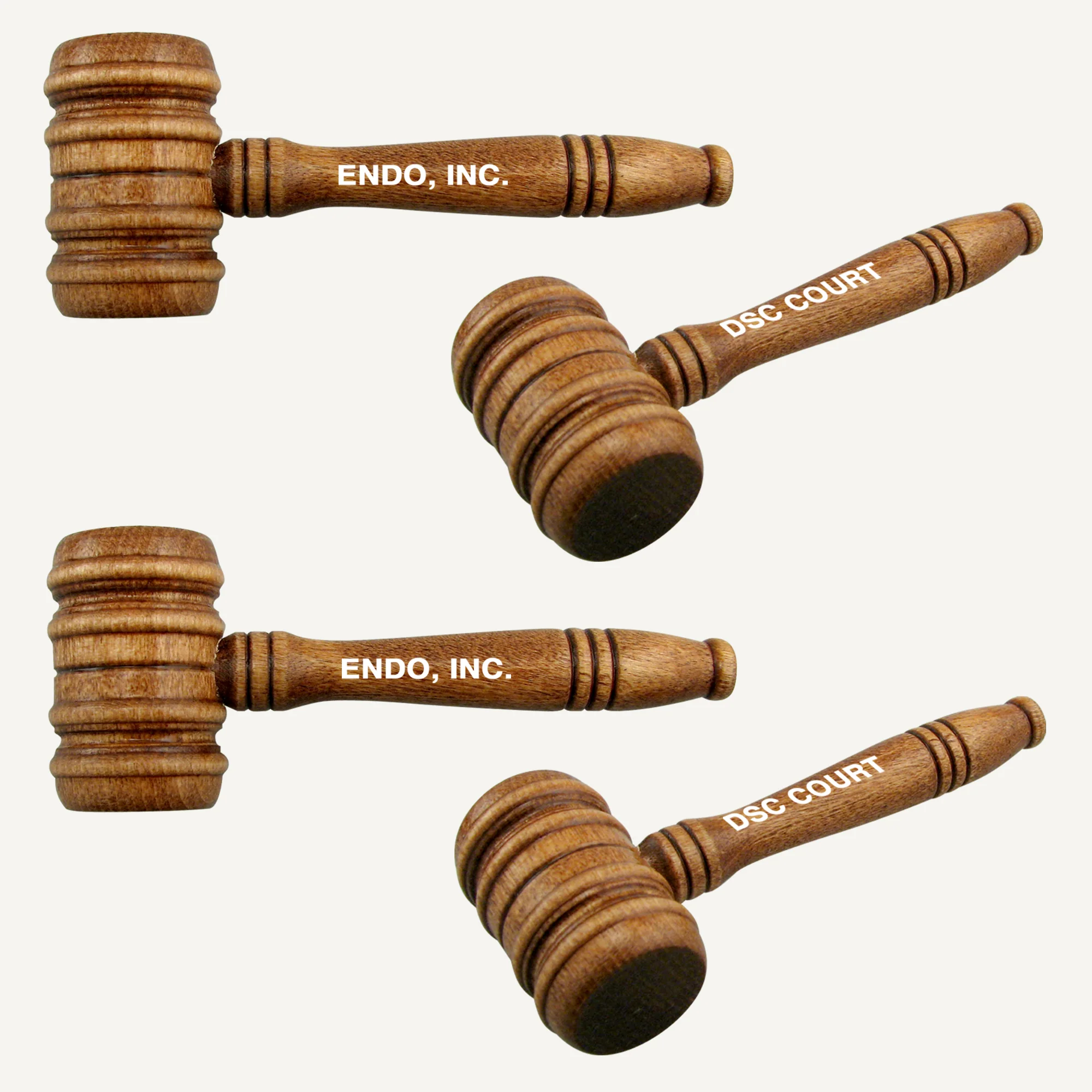3-1/2" Walnut Finish Barrel Style Miniature Gavels with Imprint