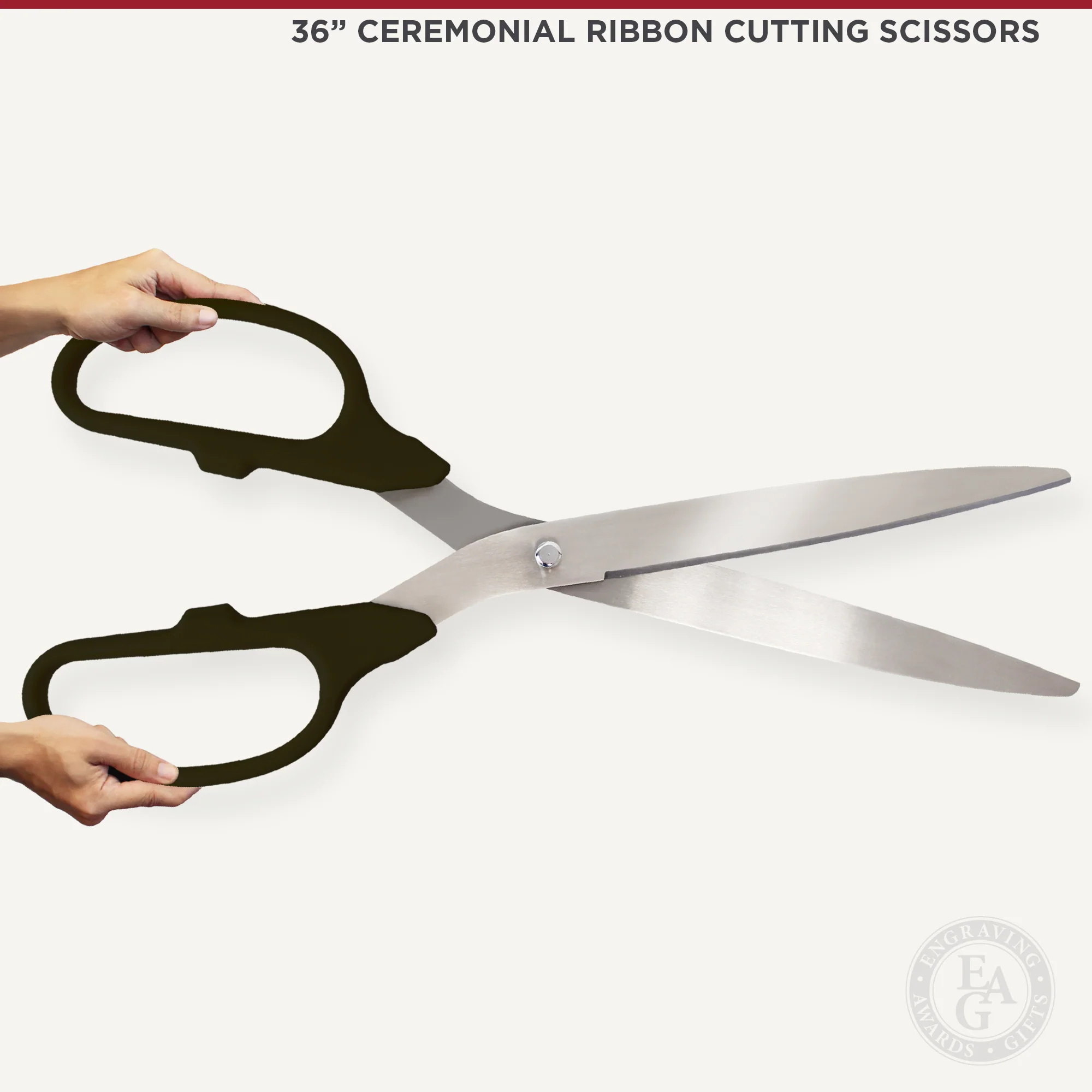 36" Black Ribbon Cutting Scissors with Silver Blades - Image 6