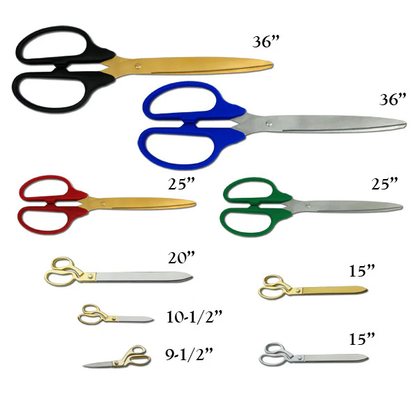 36" Black Ribbon Cutting Scissors with Silver Blades - Image 7