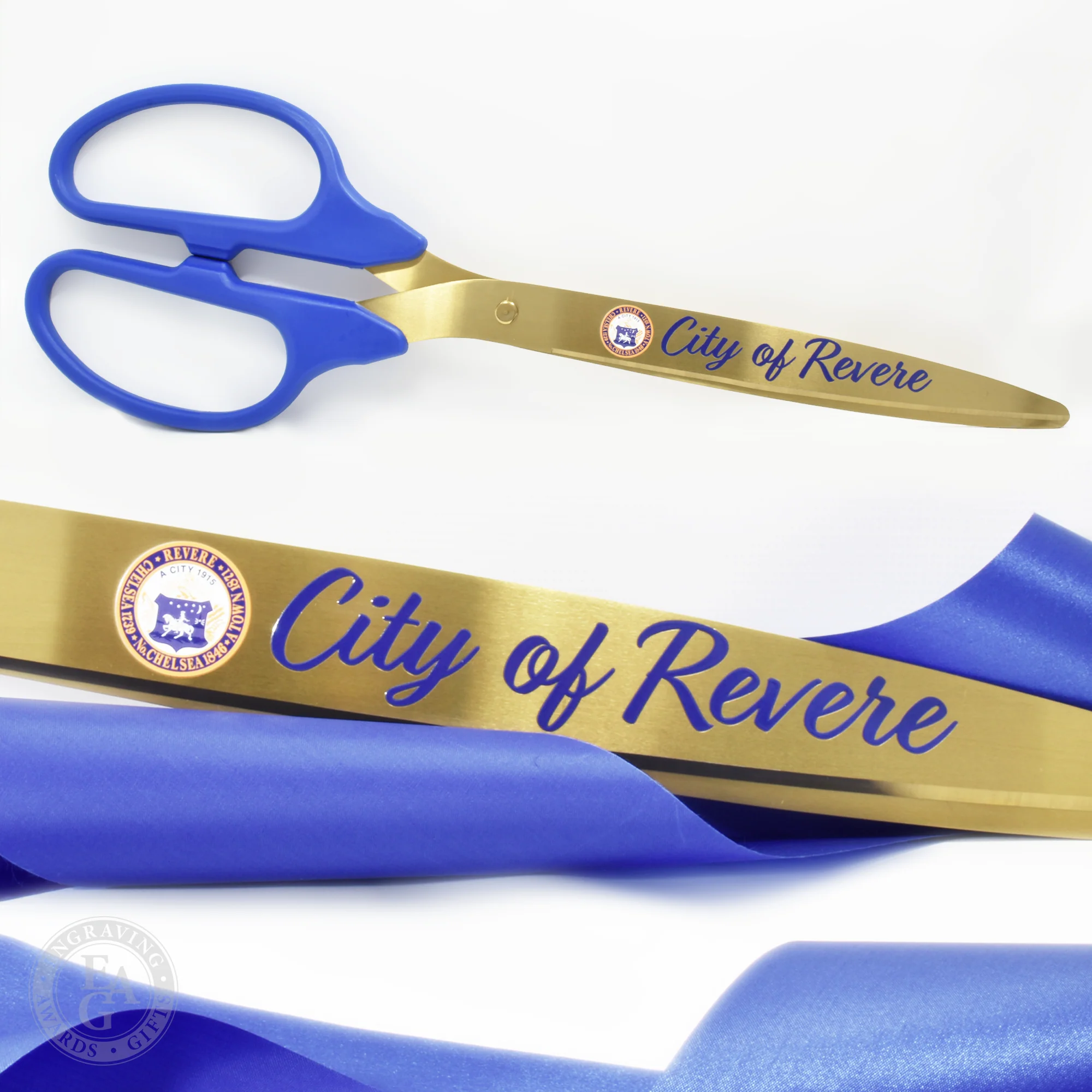 36" Blue Ribbon Cutting Scissors with Gold Blades - Image 17