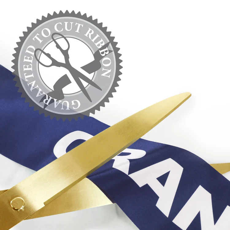 36" Blue Ribbon Cutting Scissors with Gold Blades - Image 3