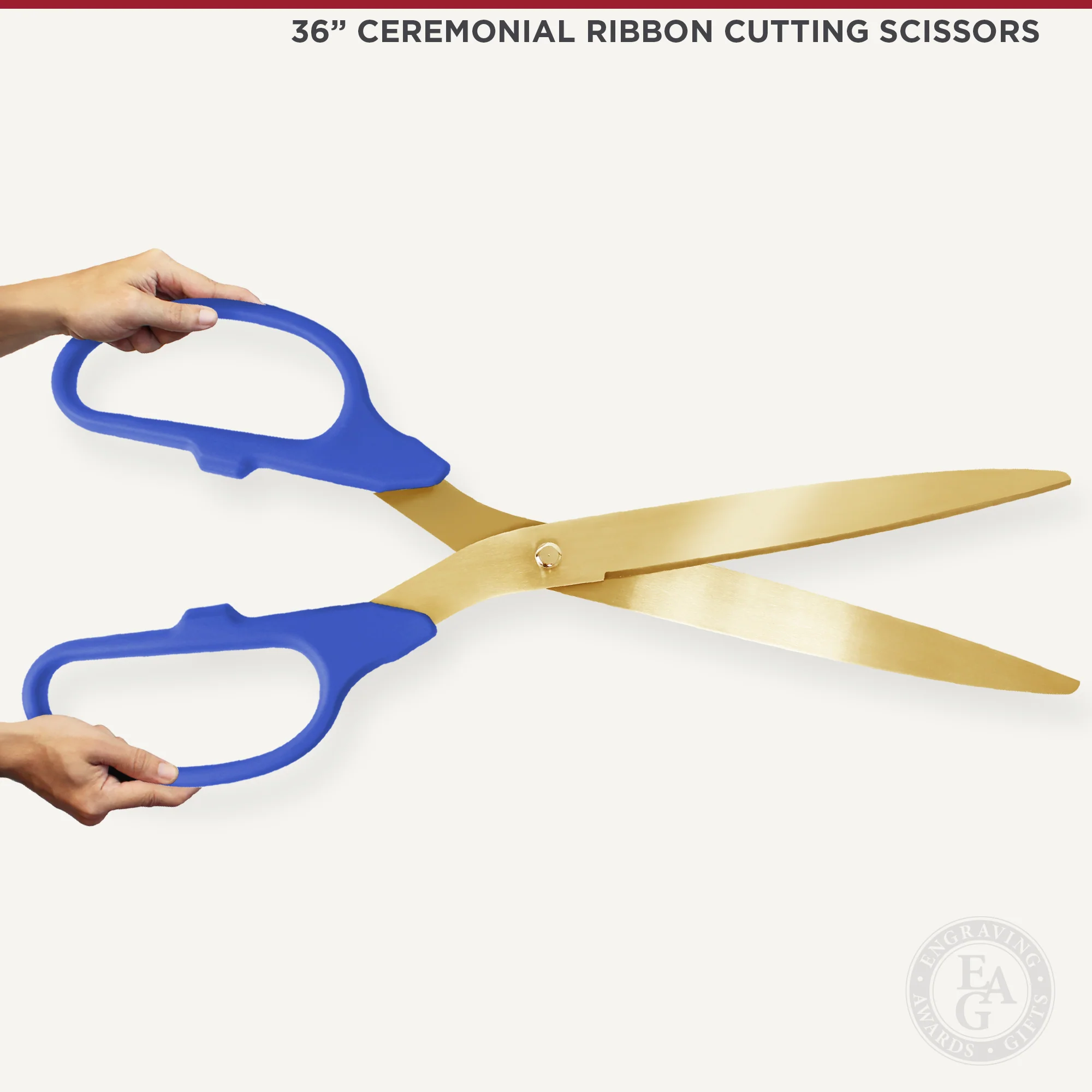 36" Blue Ribbon Cutting Scissors with Gold Blades - Image 6