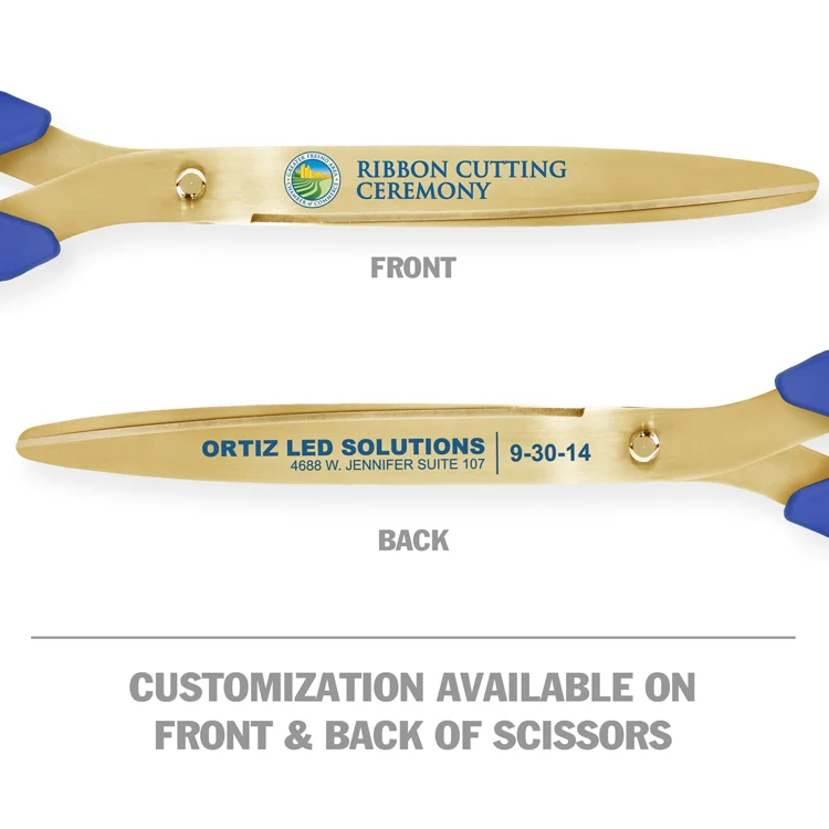 36" Blue Ribbon Cutting Scissors with Gold Blades - Image 8