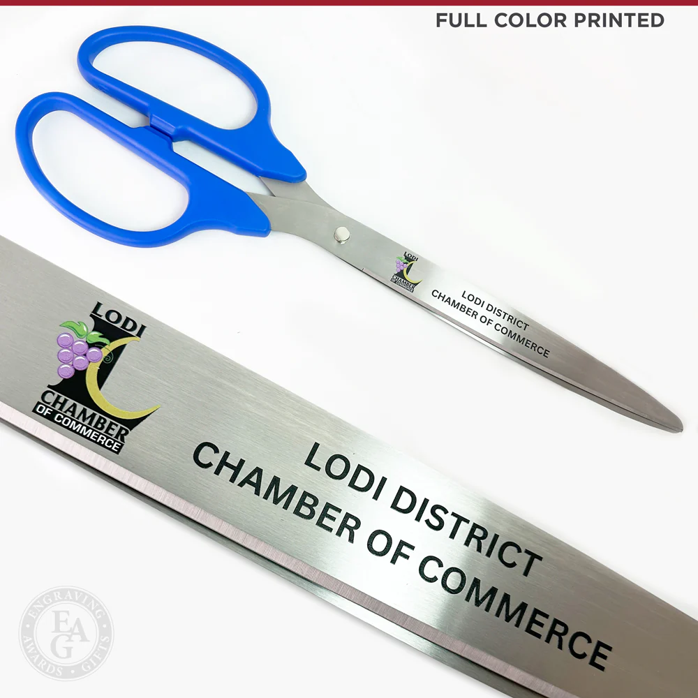 36" Blue Ribbon Cutting Scissors with Silver Blades - Image 4