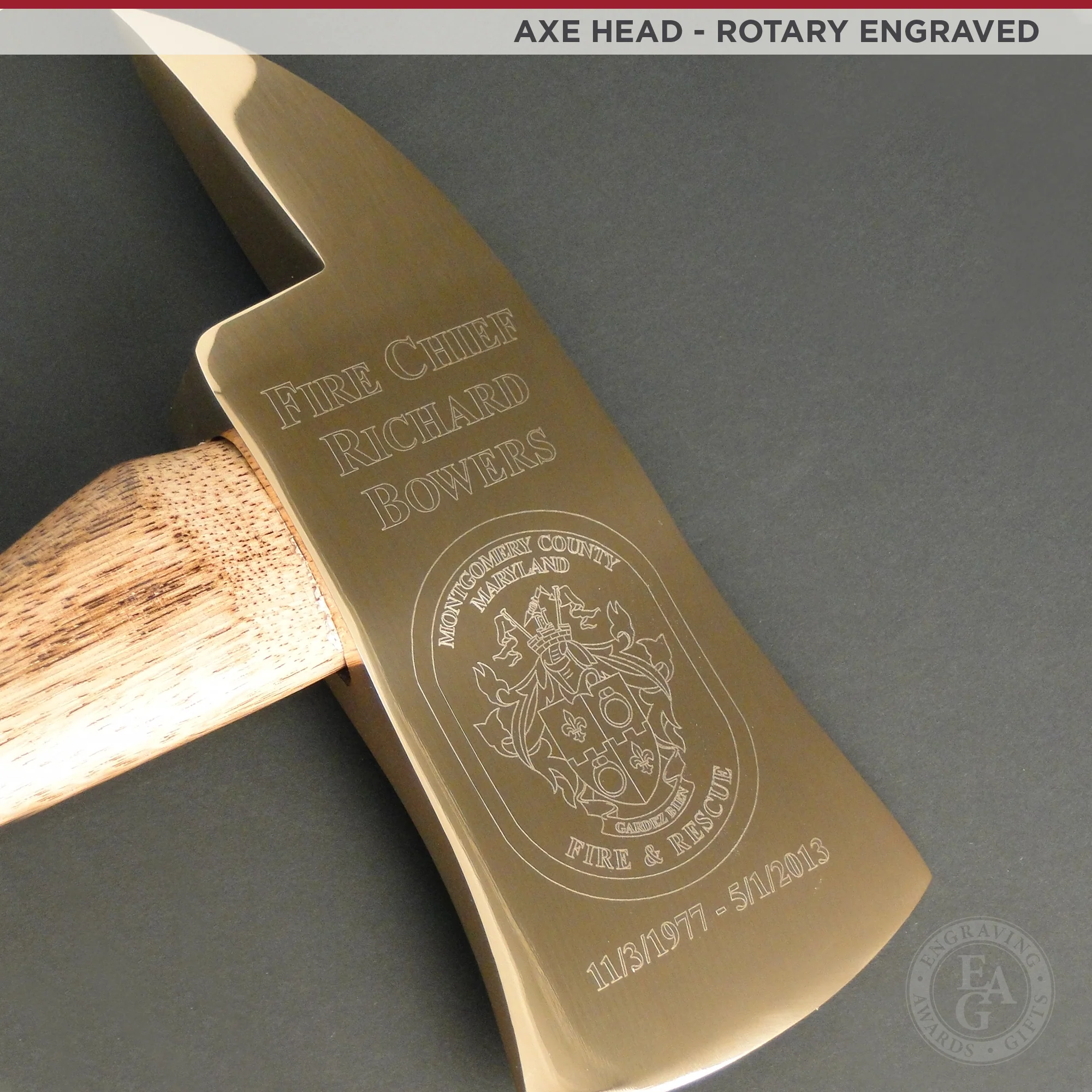 36" Cast Bronze Firefighter Retirement Axe - Image 2