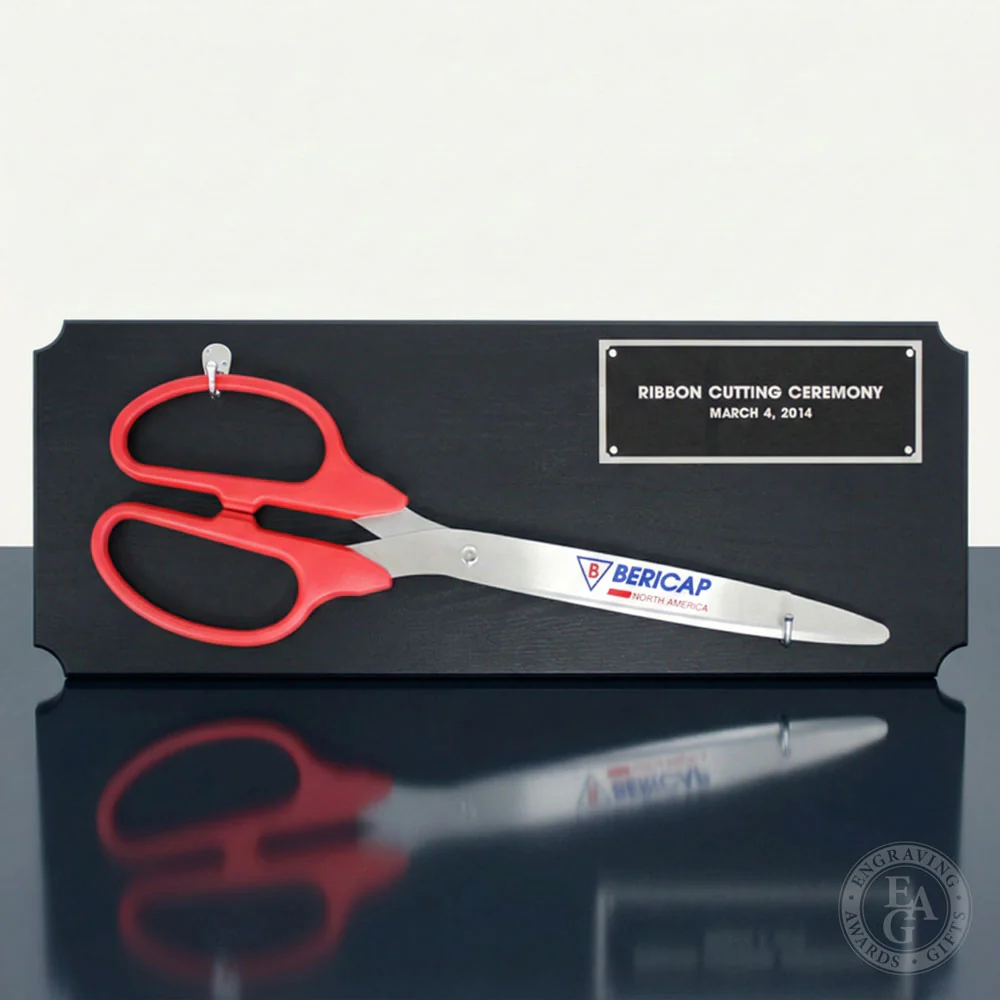 36" Ceremonial Ribbon Cutting Scissors Black Plaque - Image 11