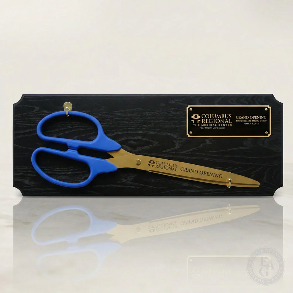 36" Ceremonial Ribbon Cutting Scissors Black Plaque - Image 3