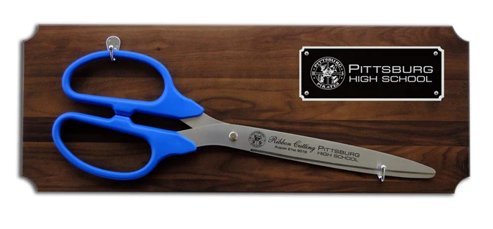 36" Ceremonial Ribbon Cutting Scissors Walnut Plaque - Image 13