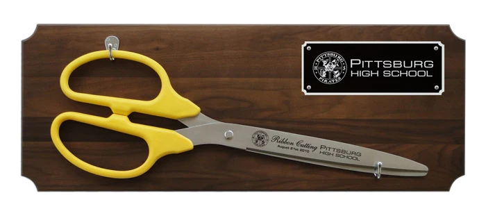 36" Ceremonial Ribbon Cutting Scissors Walnut Plaque - Image 8