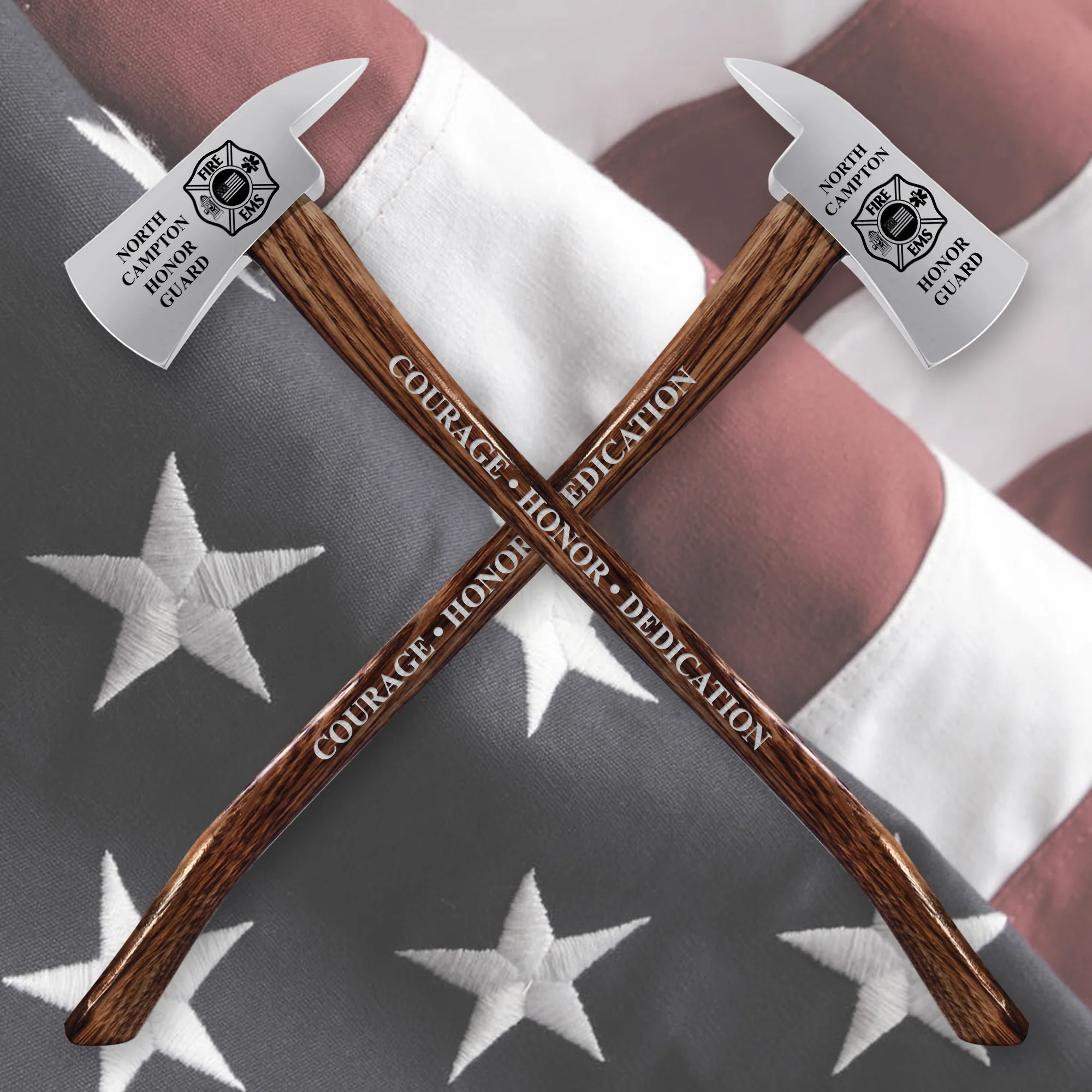 36" Chrome Plated Ceremonial Firefighter Parade Axe - Flamed