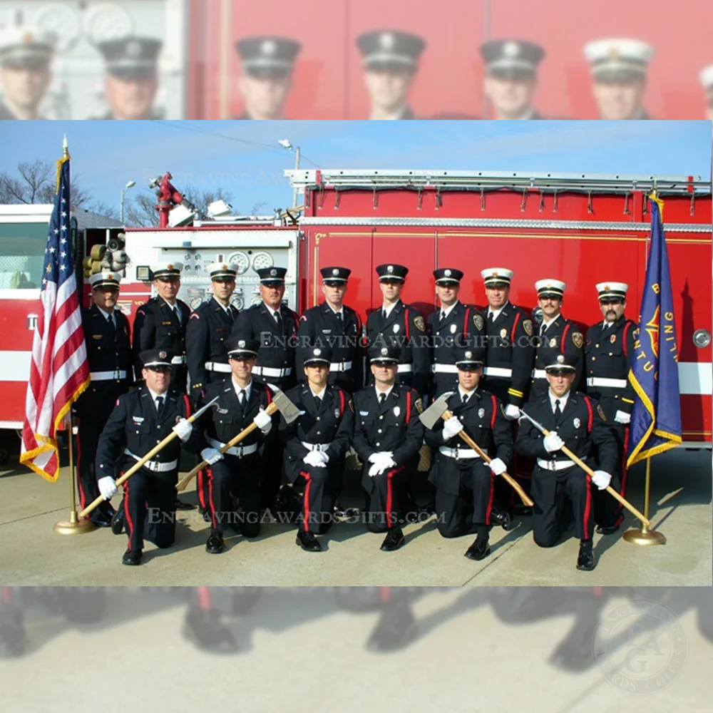 36" Chrome Plated Ceremonial Firefighter Parade Axe - Flamed - Image 11