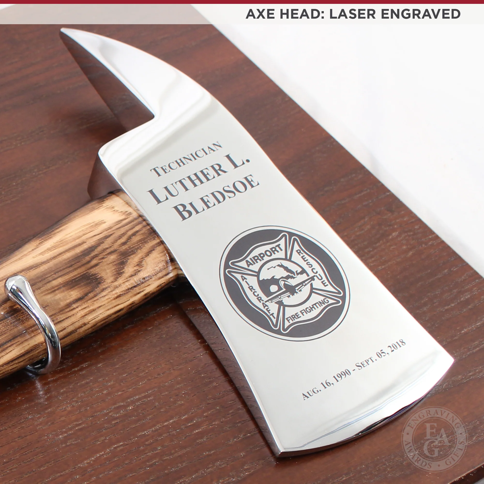 36" Chrome Plated Ceremonial Firefighter Parade Axe - Flamed - Image 3