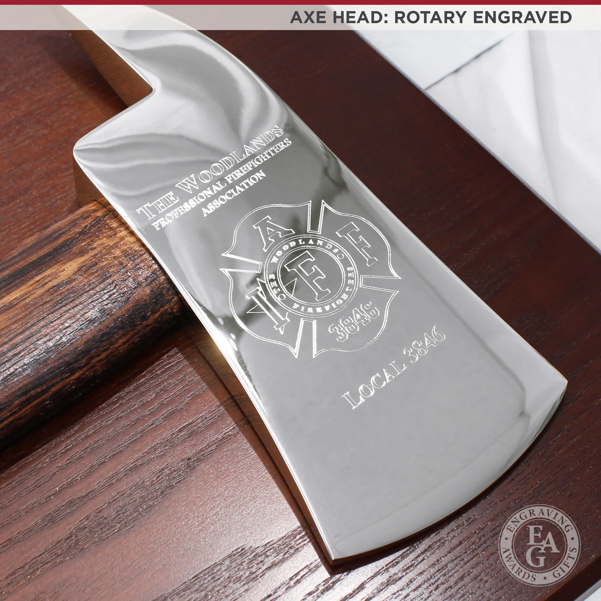 36" Chrome Plated Ceremonial Firefighter Parade Axe - Flamed - Image 4