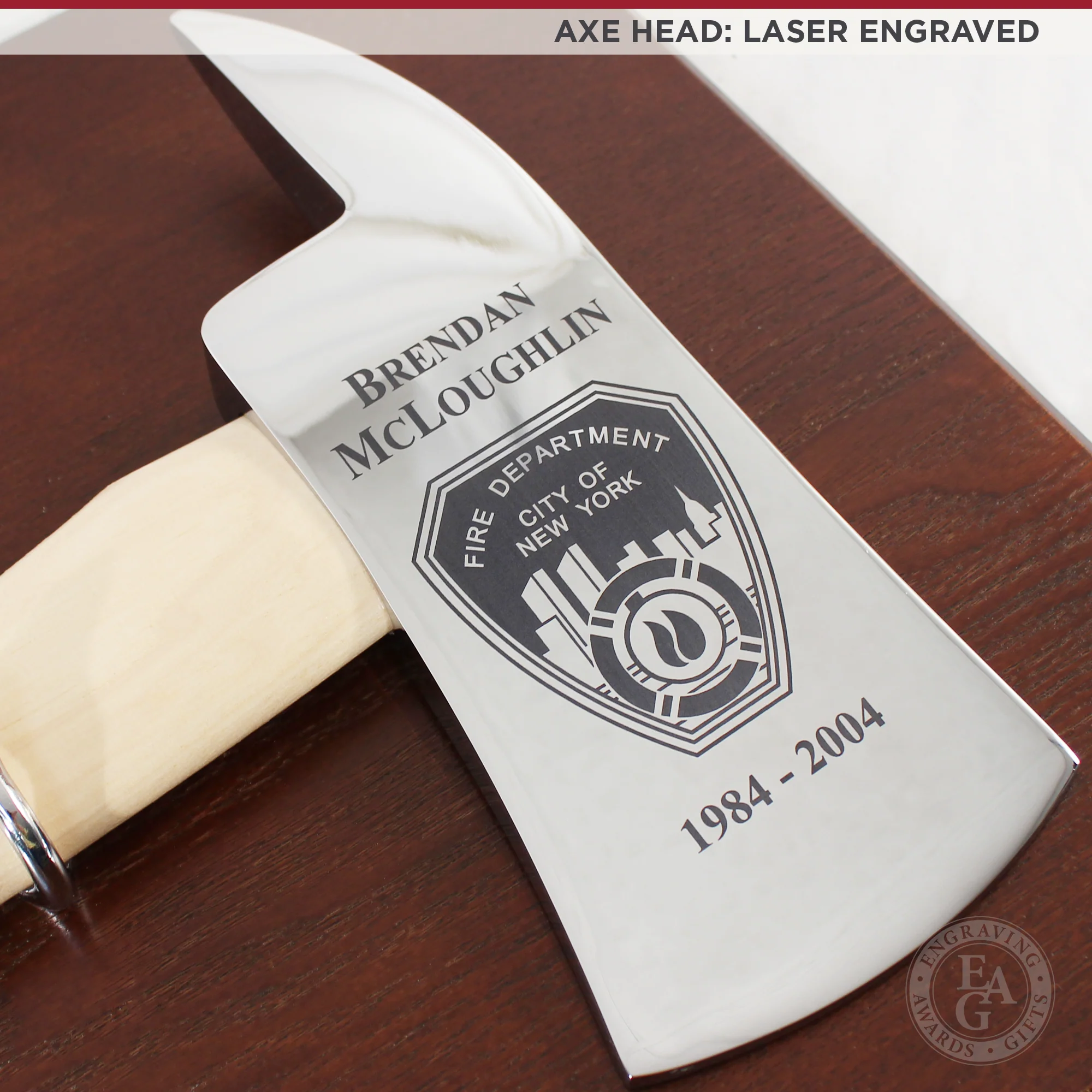 36" Chrome Plated Ceremonial Firefighter Parade Axe - Natural - Image 3