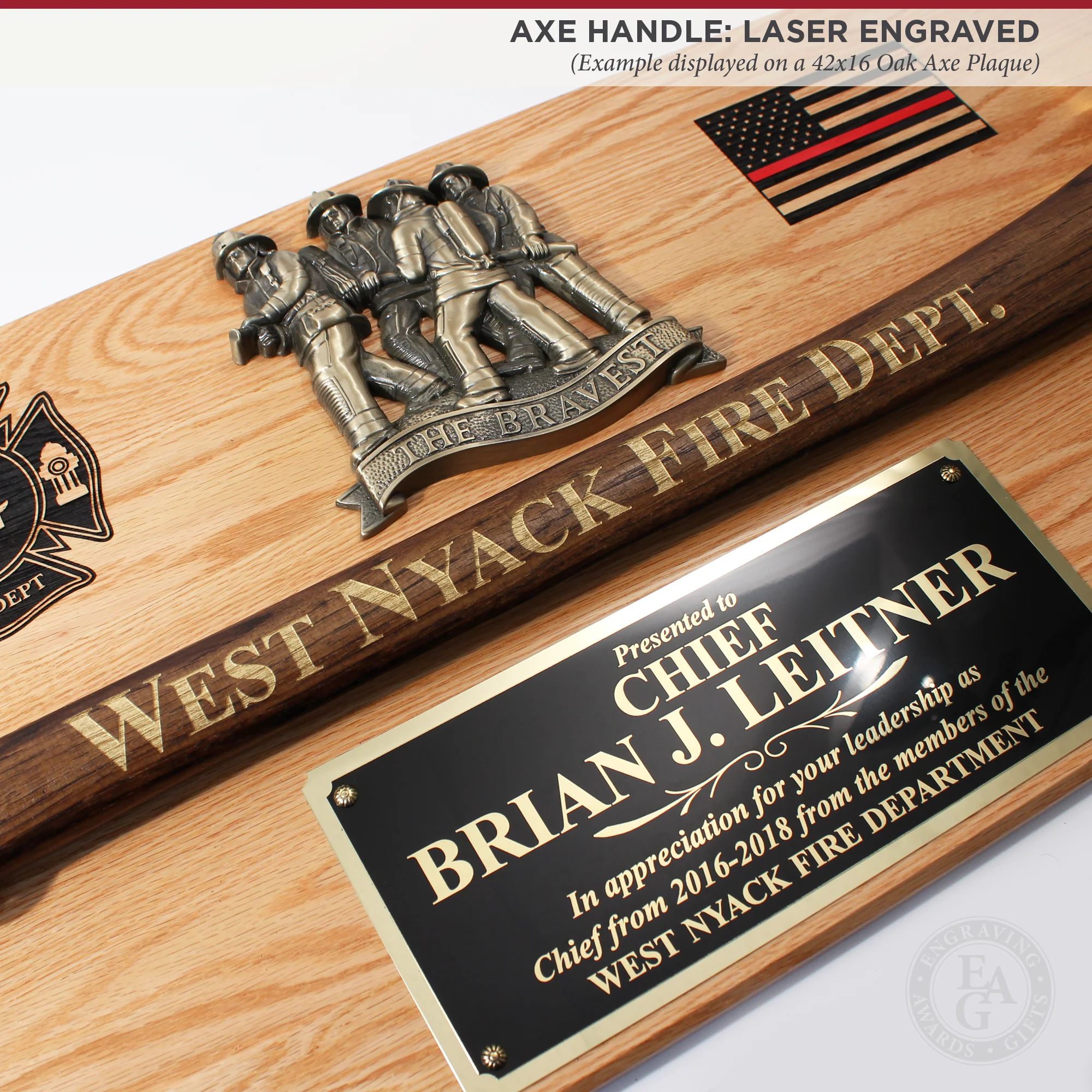 36" Gold Plated Ceremonial Firefighter Parade Axe - Flamed - Image 5
