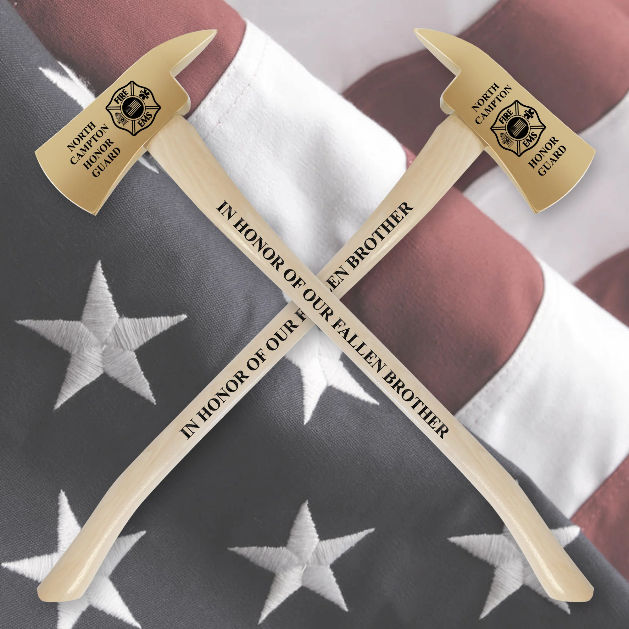 36" Gold Plated Ceremonial Firefighter Parade Axe - Natural