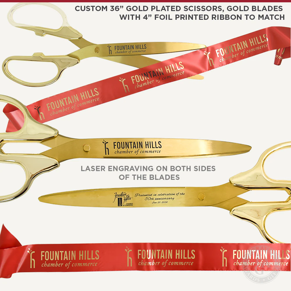 36" Gold Plated Ribbon Cutting Scissors with Gold Blades - Image 22