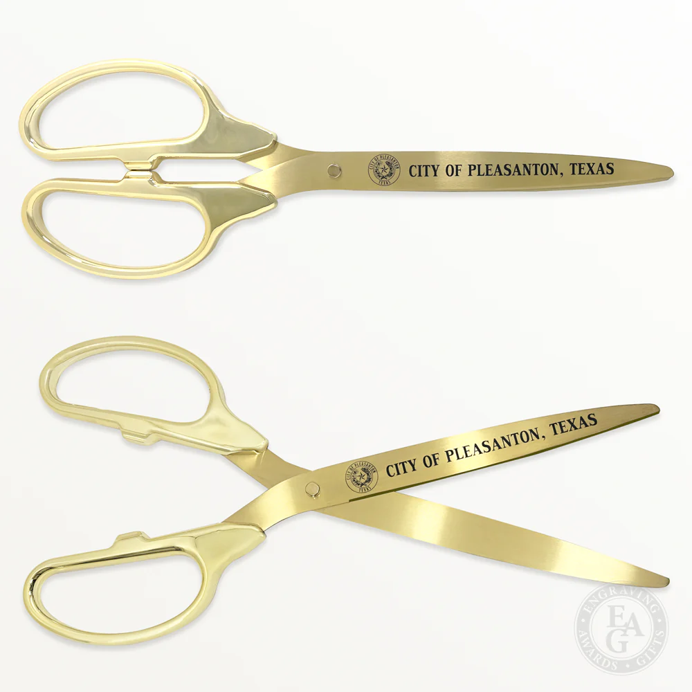 36" Gold Plated Ribbon Cutting Scissors with Gold Blades - Image 3