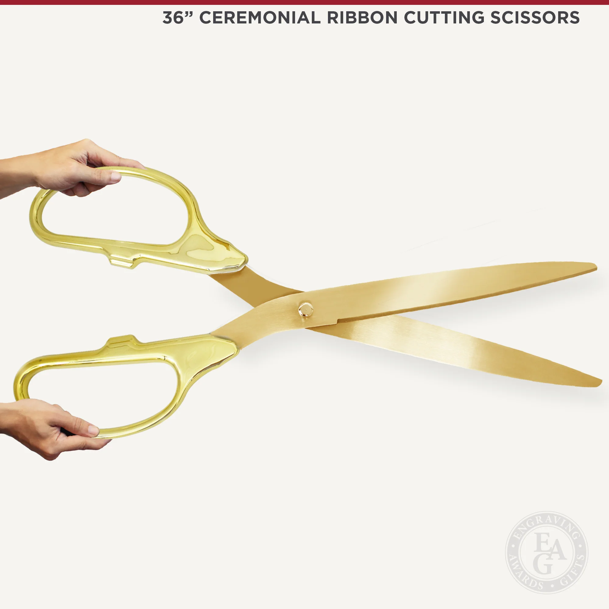 36" Gold Plated Ribbon Cutting Scissors with Gold Blades - Image 4