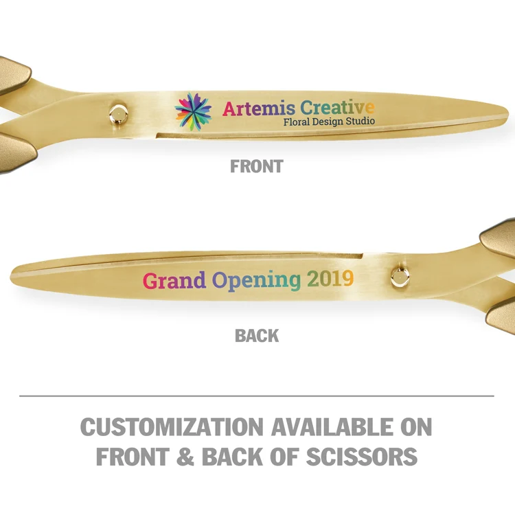 36" Gold Plated Ribbon Cutting Scissors with Gold Blades - Image 5