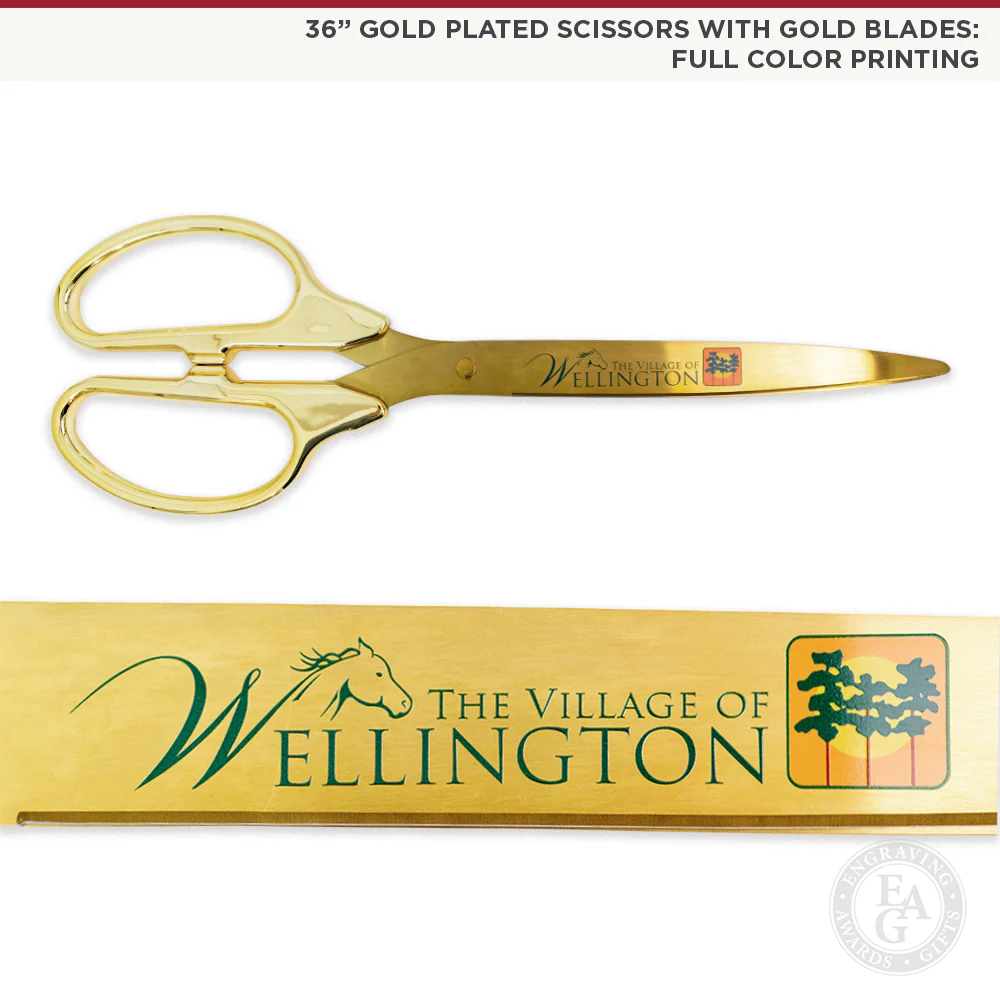 36" Gold Plated Ribbon Cutting Scissors with Gold Blades - Image 9