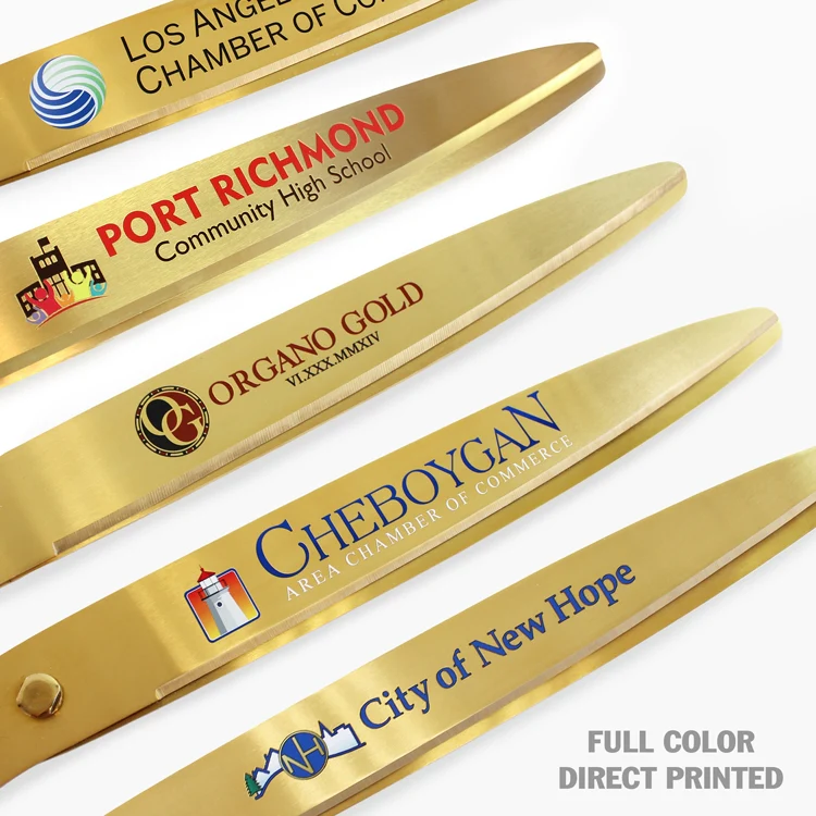 36" Green Ribbon Cutting Scissors with Gold Blades - Image 10