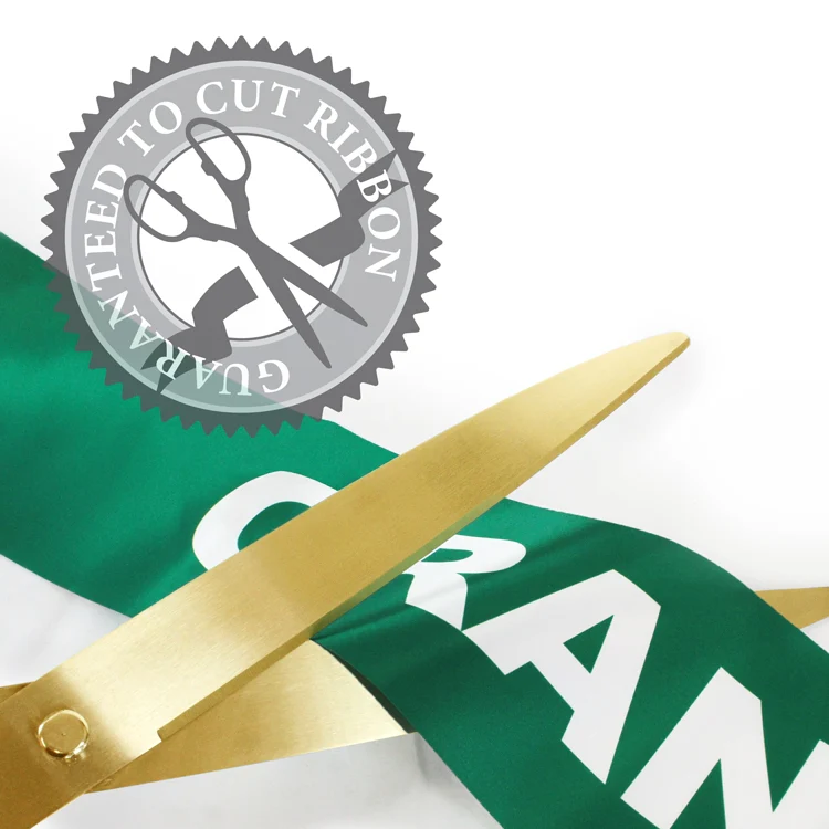 36" Green Ribbon Cutting Scissors with Gold Blades - Image 3