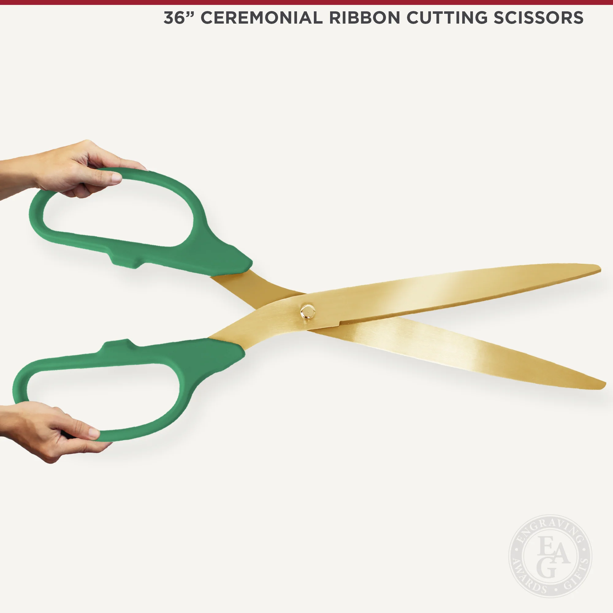 36" Green Ribbon Cutting Scissors with Gold Blades - Image 6