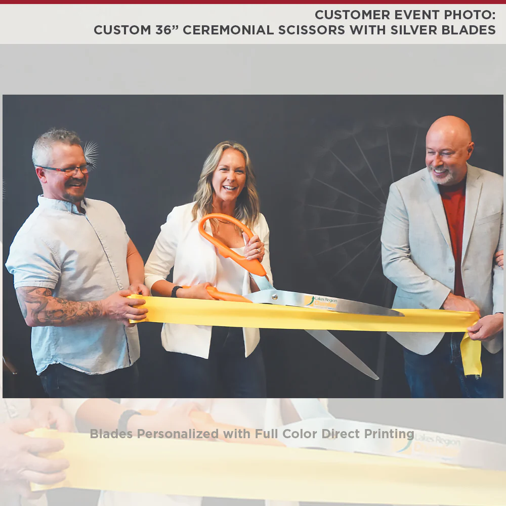 36" Orange Ribbon Cutting Scissors with Silver Blades - Image 18