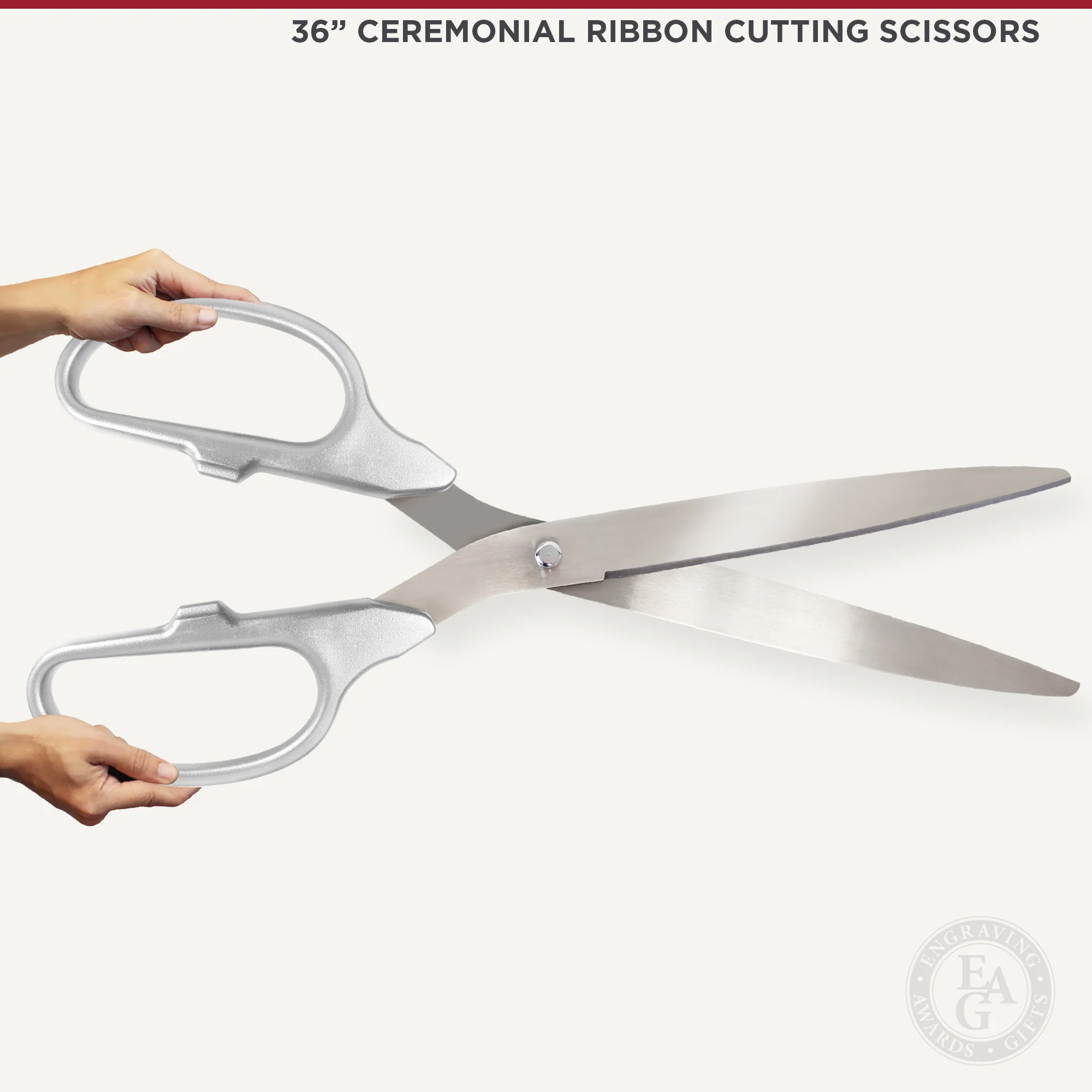 36" Silver Ribbon Cutting Scissors with Silver Blades - Image 3