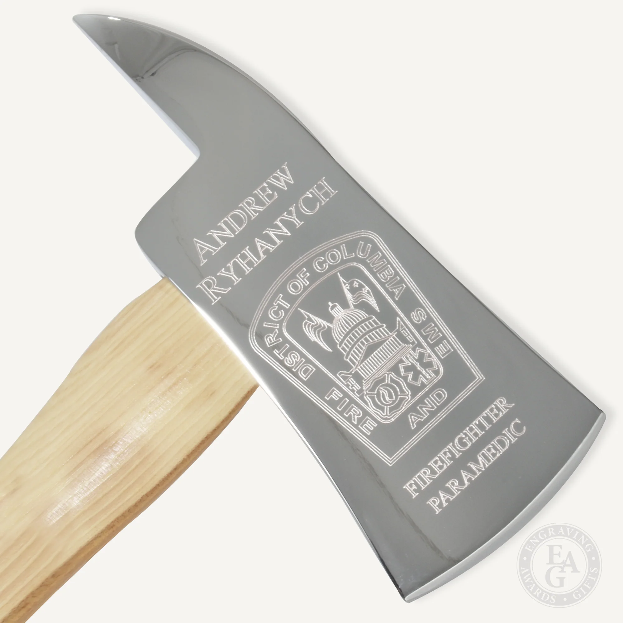 36" Chrome Plated Ceremonial Firefighter Axe - Natural - Image 10