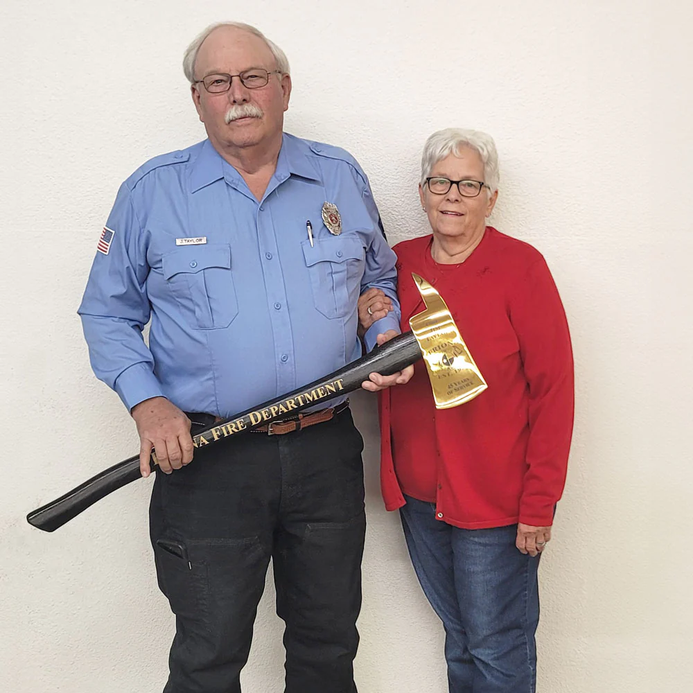 36" Gold Plated Ceremonial Firefighter Axe - Black - Image 14