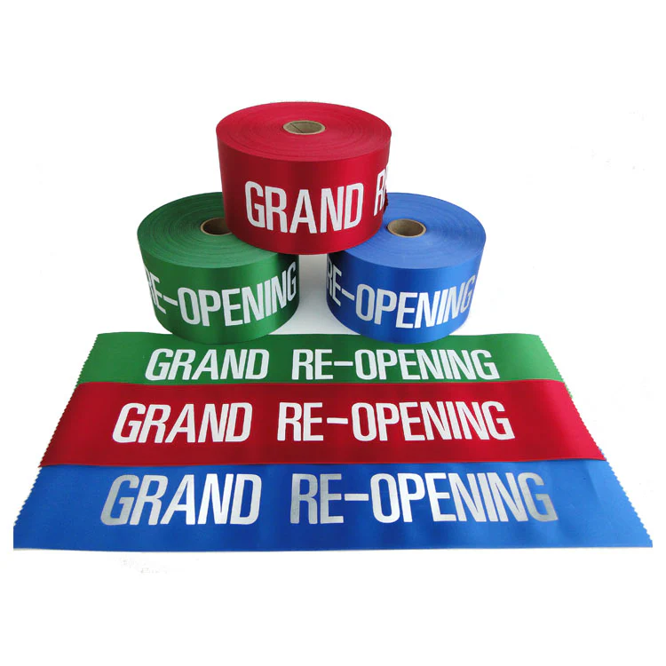 4" Wide GRAND RE-OPENING Ribbon - White Text - Image 2