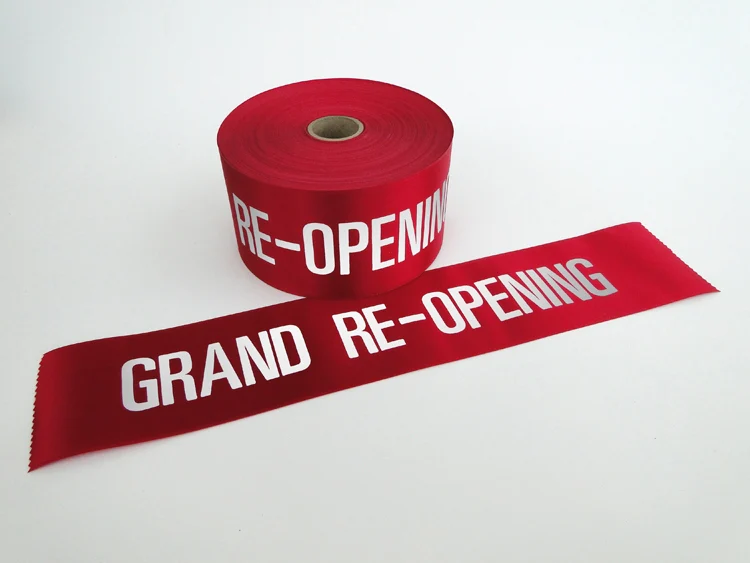 4" Wide GRAND RE-OPENING Ribbon - White Text - Image 3