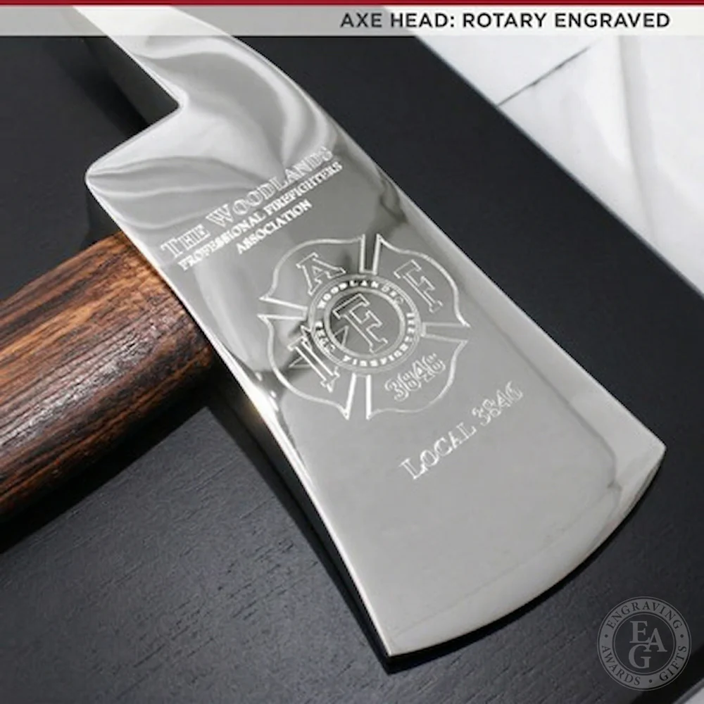42x16 Black Firefighter Award Plaque - Chrome Axe - Image 3