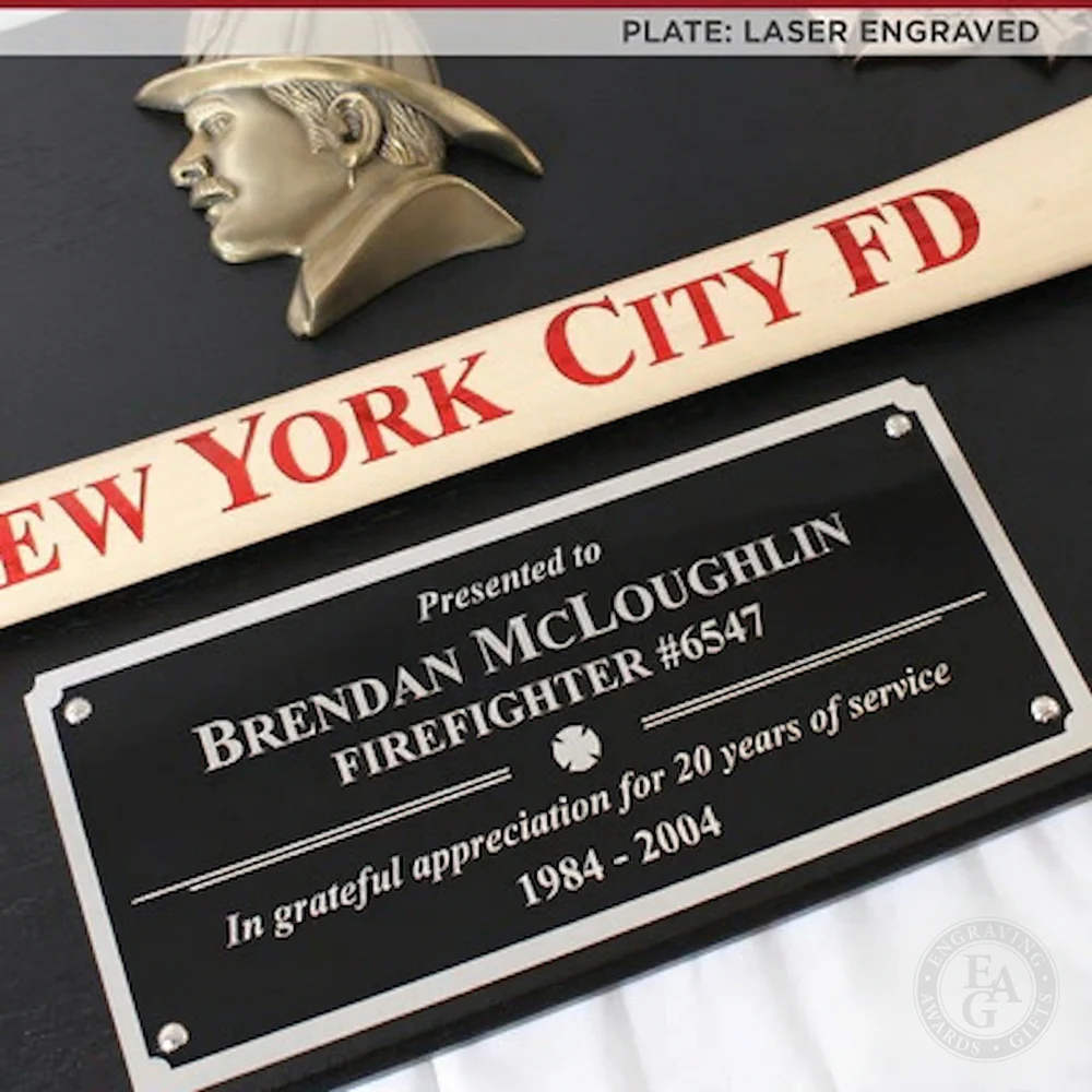 42x16 Black Firefighter Award Plaque - Chrome Axe - Image 5