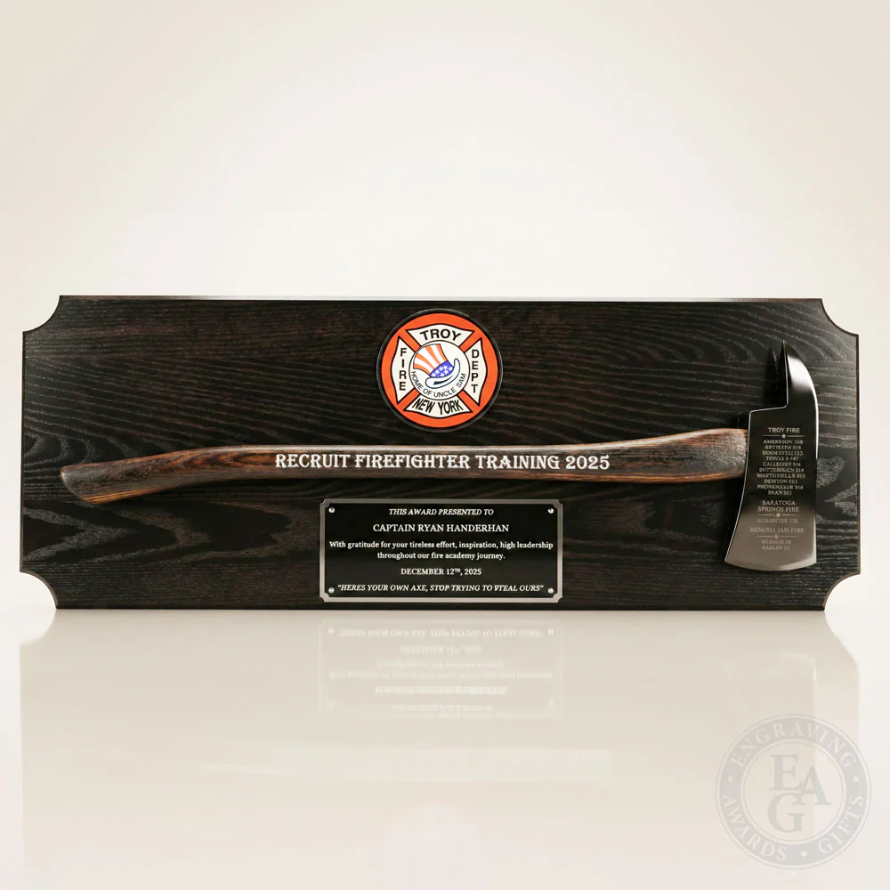 42x16 Black Firefighter Award Plaque - Chrome Axe - Image 7