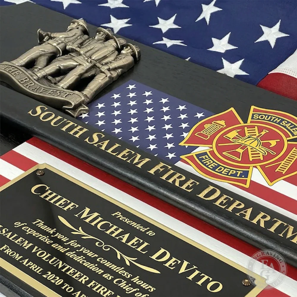 42x16 Black Firefighter Award Plaque - Gold Axe - Image 17