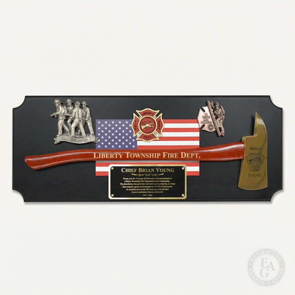 42x16 Black Firefighter Award Plaque - Gold Axe - Image 27