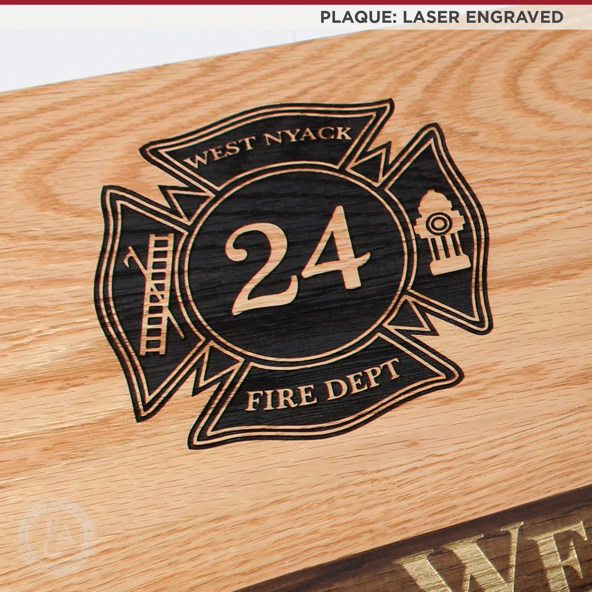 42x16 Oak Firefighter Perpetual Award Plaque - Chrome Axe - Image 15