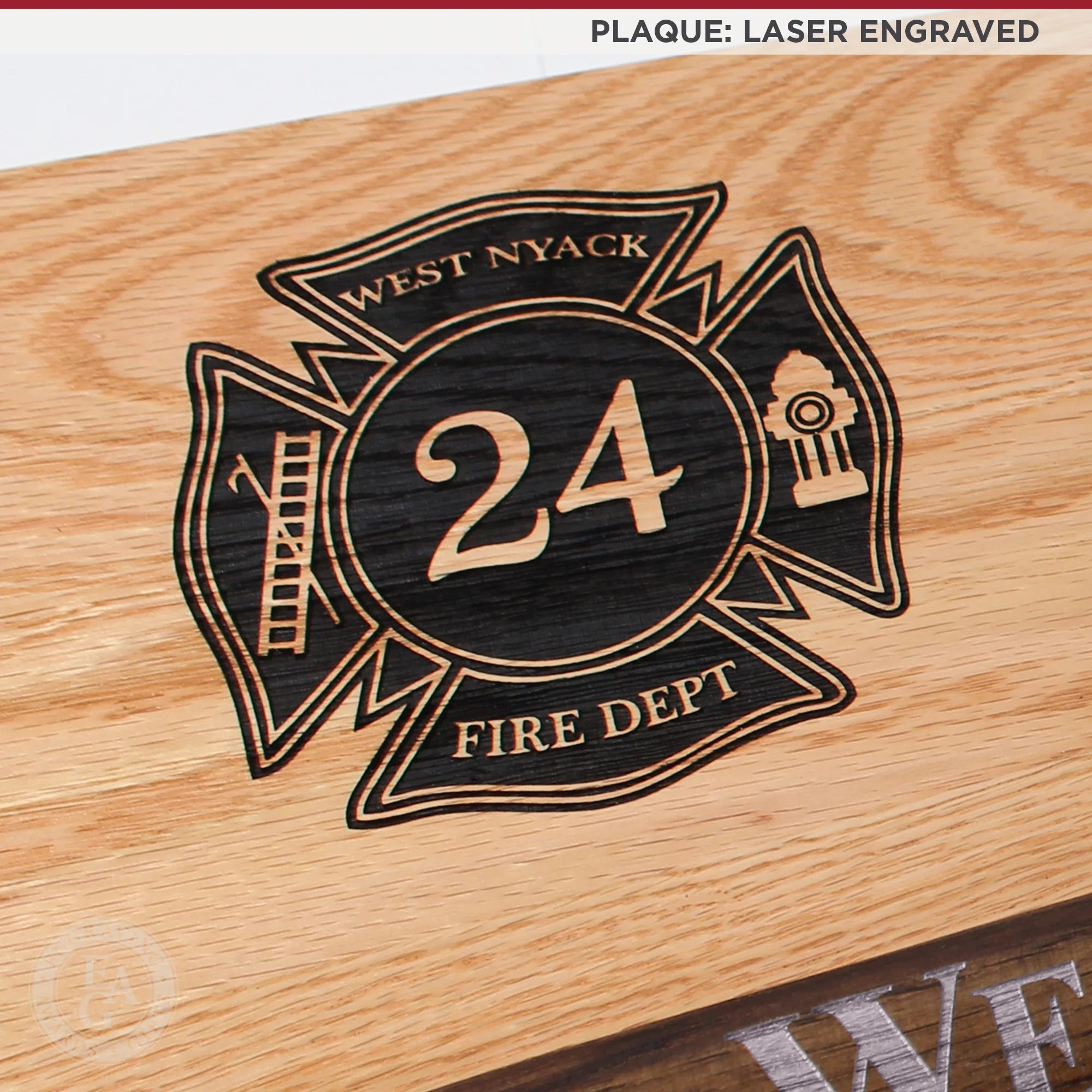 42x16 Oak Firefighter Perpetual Award Plaque - Gold Axe - Image 16