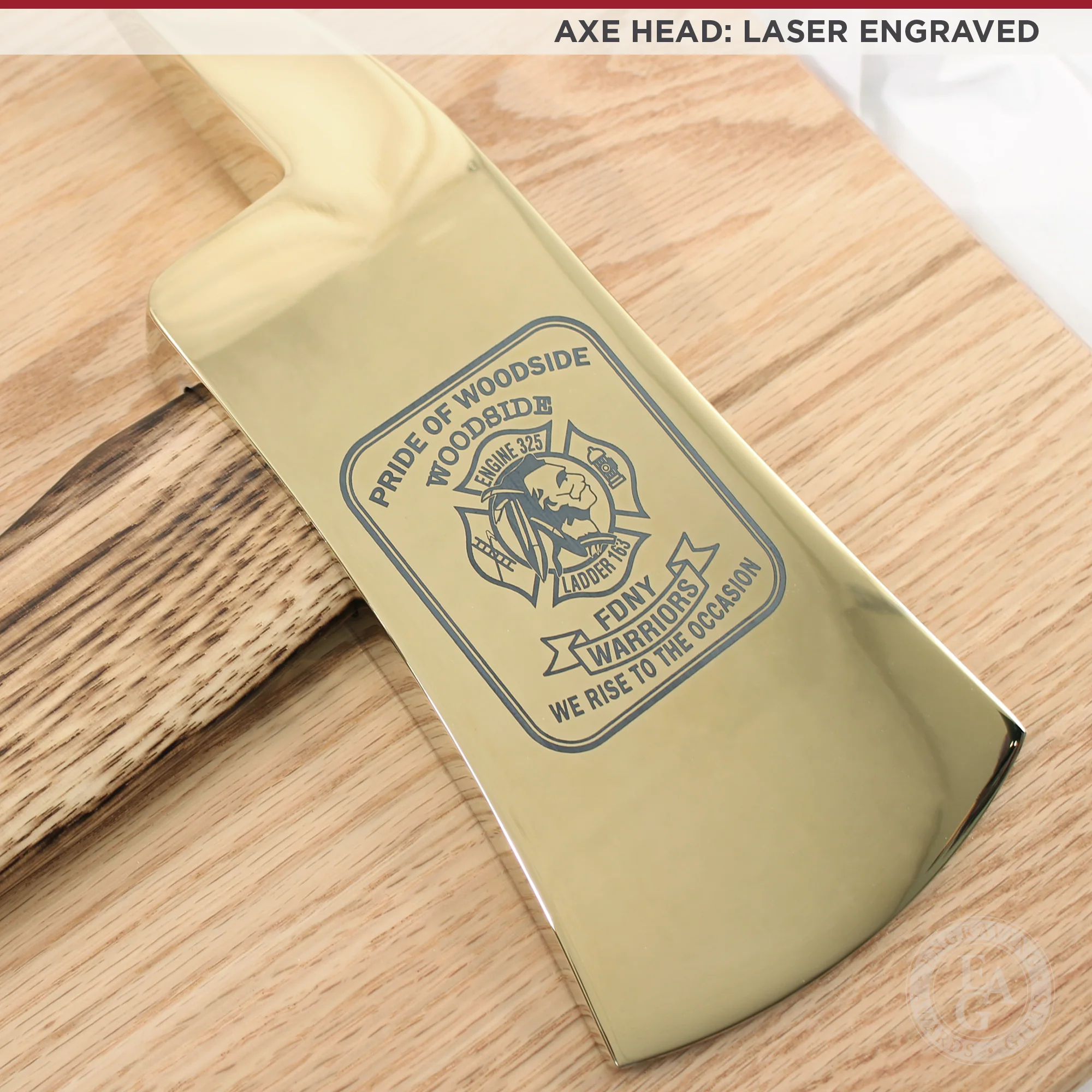 42x16 Oak Firefighter Perpetual Award Plaque - Gold Axe - Image 6