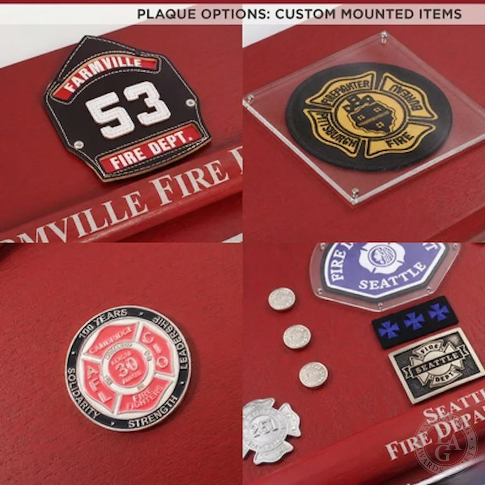 42x16 Red Firefighter Award Plaque - Chrome Axe - Image 18