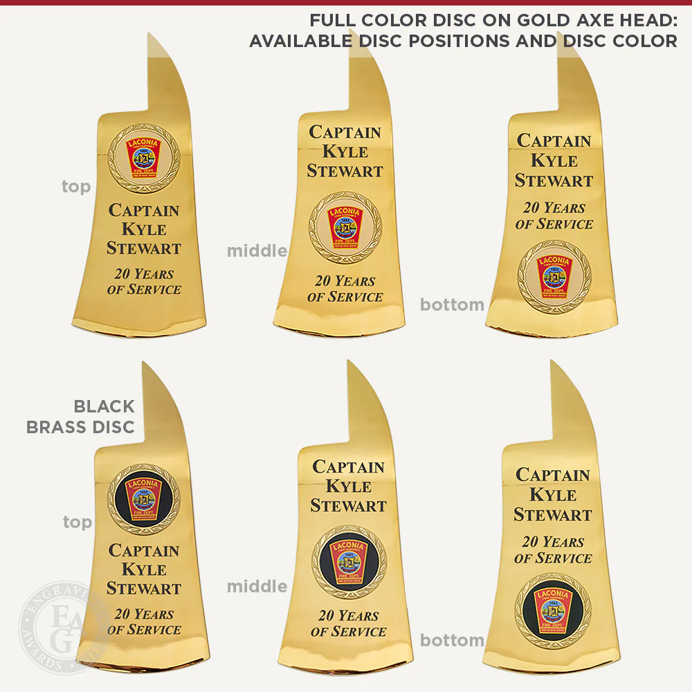 36" Gold Plated Ceremonial Firefighter Parade Axe - Flamed - Image 9