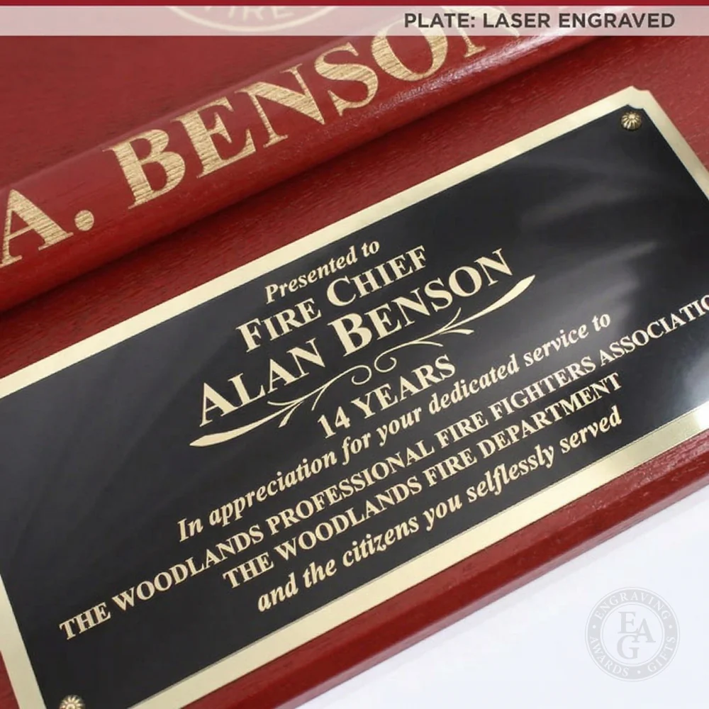 42x16 Red Firefighter Award Plaque - Gold Axe - Image 7