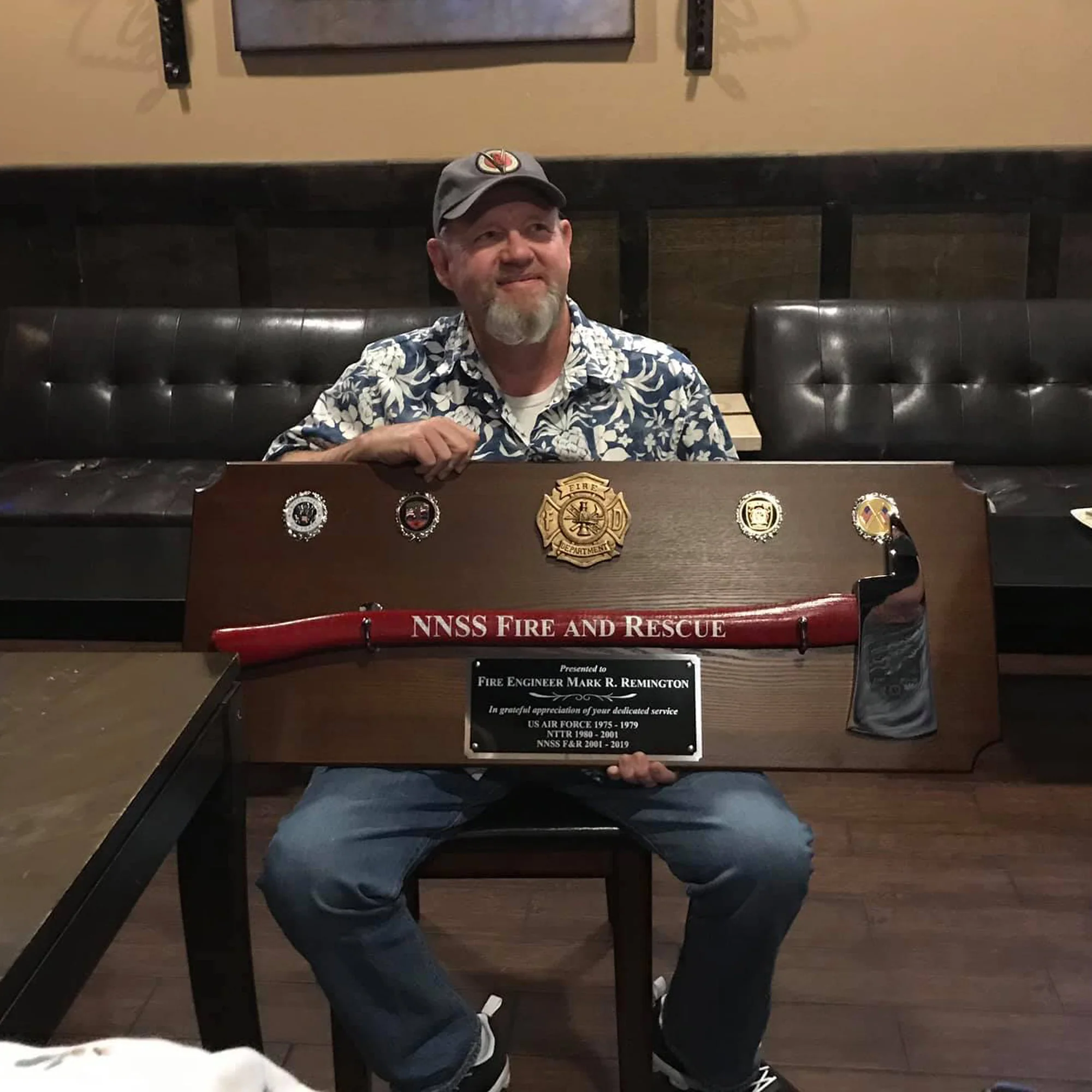 42x16 Walnut Firefighter Award Plaque - Chrome Axe - Image 31