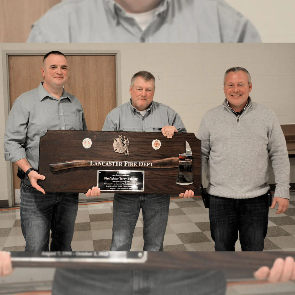 42x16 Walnut Firefighter Award Plaque - Chrome Axe - Image 38