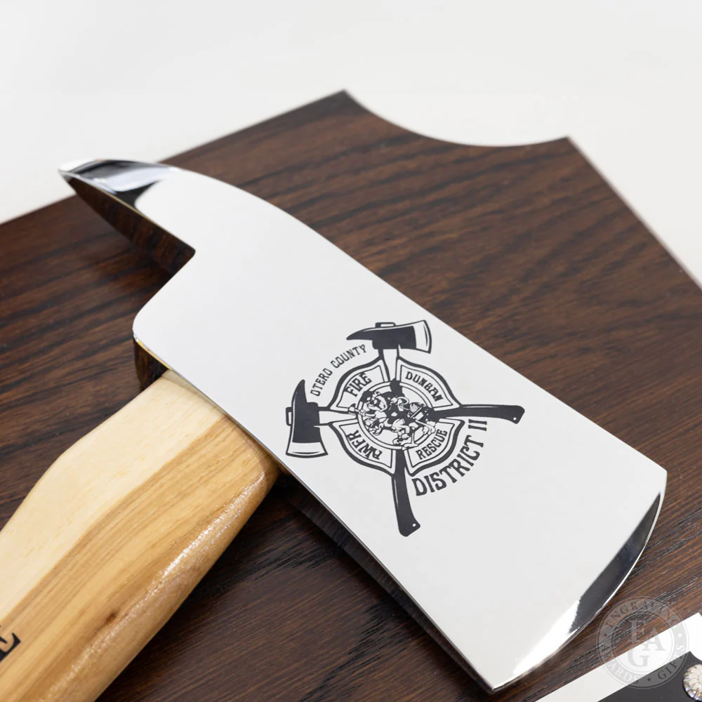 42x16 Walnut Firefighter Award Plaque - Chrome Axe - Image 44