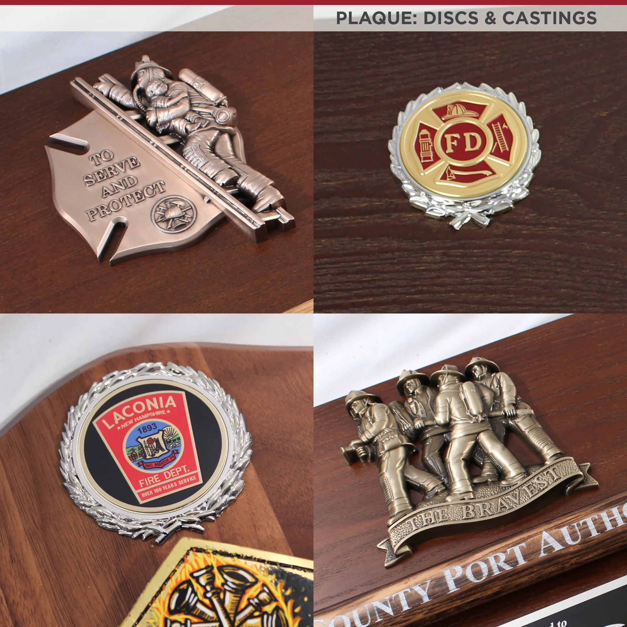 42x16 Walnut Firefighter Award Plaque - Chrome Axe - Image 6